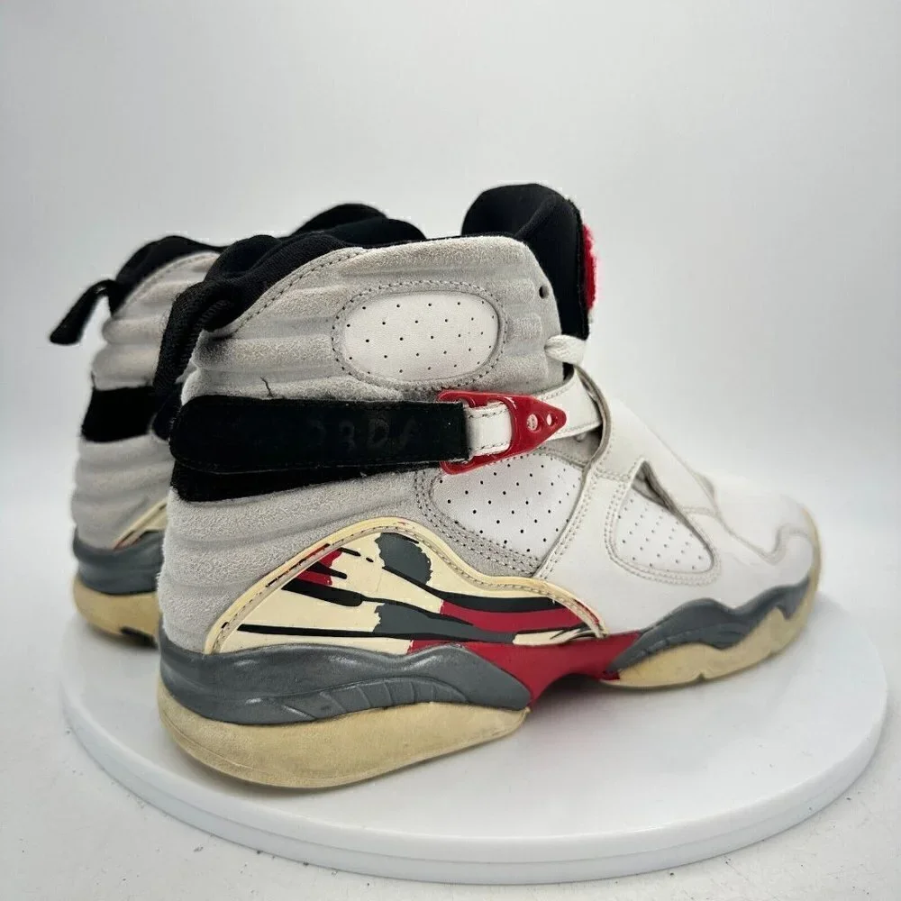 Nike Air Jordan 8 Retro Youth Sz 7Y 305368-103 White Black Red Basketball Shoes